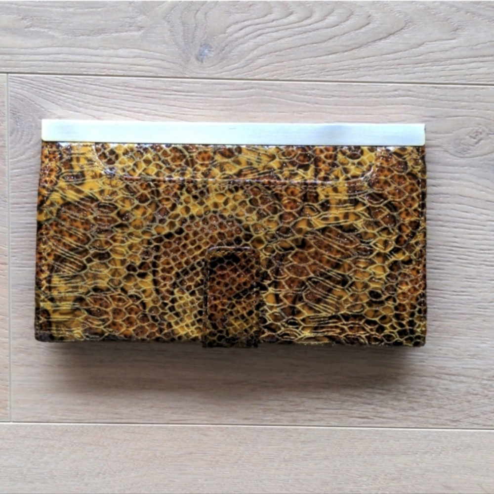 HOBO leather clutch wallet in snakeskin / python skin pattern